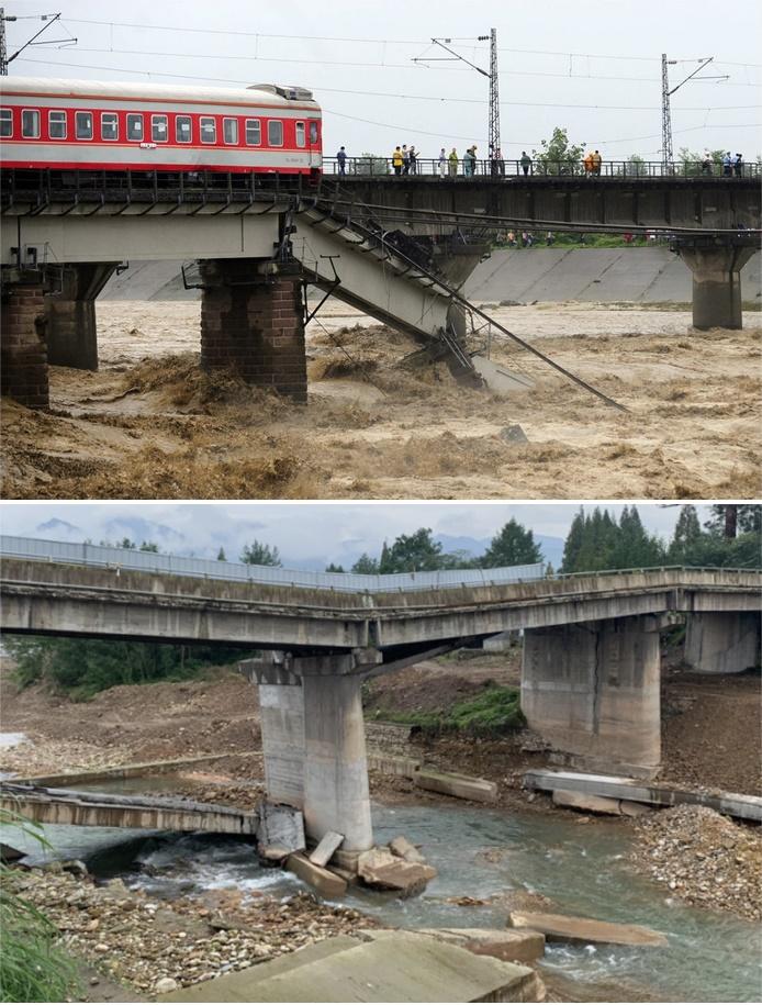 Figure 1 Floods cause bridge collapse and pier tilt